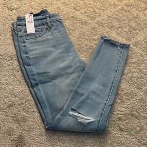 Express Blue Skinny Jeans with Distressed Detail - Flex Hyper Stretch